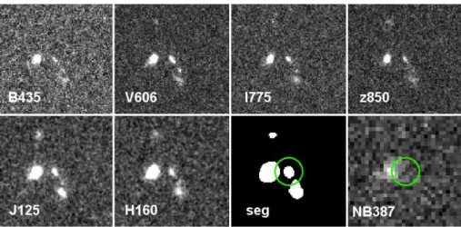 Fig. 3. Example of a source rejected in the first step of our cleaning procedure, object ID_CANDELS=5164 (z = 3.403)