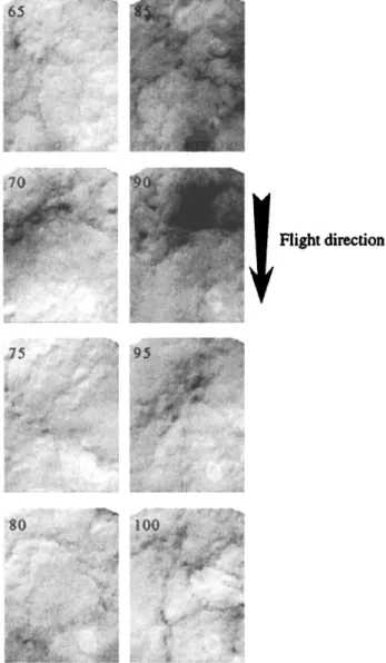 Figure  2.  Example of  POLDER images acquired during the  European Cloud  and  Radiation  Experiment  (EUCREX'94)  (mission  206,  April  18,  1994,  images  65-100)  over  a  stratocumulus  cloud deck off  the  coast  of  Brittany,  France