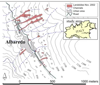 Fig. 1. Landslide map in the Albaredo area.
