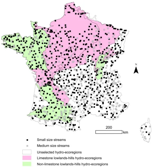 Figure  1. Spatial distribution of the 1200 sites  of the  French control and monitoring network  (RCS)  involved in this study