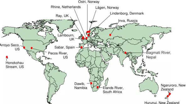 Fig. 1. Catchments of the Global Data Set (modified from Rees et al., 2004).