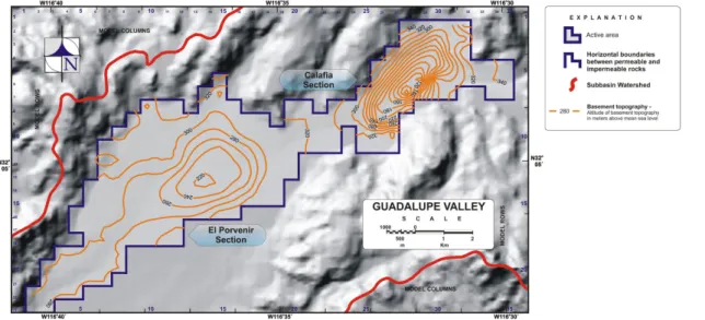 Fig. 4. Altitude of the base of the groundwater flow model in meter above mean sea level (m a.m.s.l.).