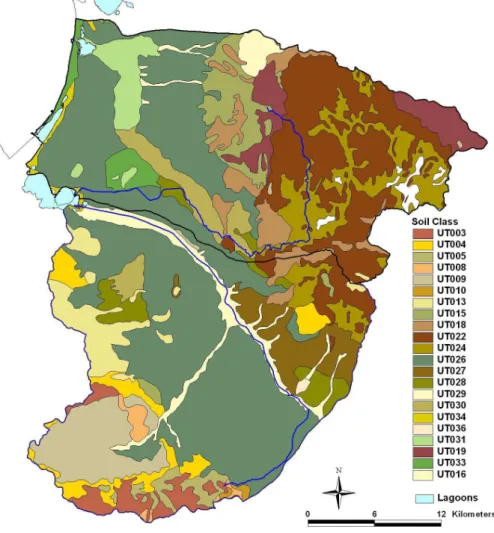 Fig. 4. Soil map for the Flumini and Mogoro basins.