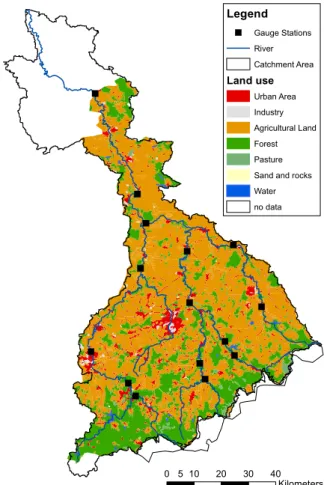 Fig. 2. Spatial distribution of land use in the Mulde catchment.