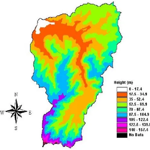 Figure 3: Image representation of the digital elevation   model of the Zwalm catchment