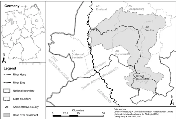 Fig. 1. Overview map of the Hase river catchment.