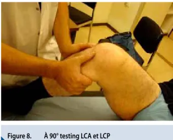 Figure 7.  Lachman Figure 8.  À 90° testing LCA et LCP