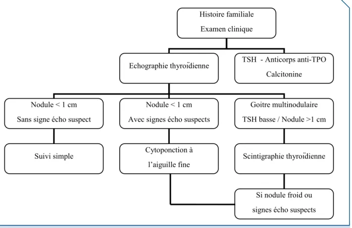 Figure 1. Algorithme pour le diagnostic et prise en charge du nodule thyroïdien