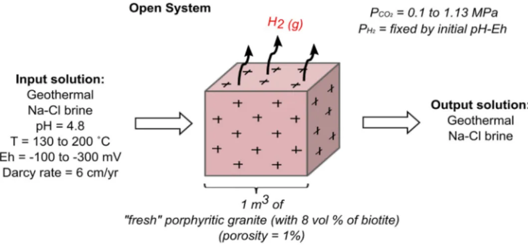 Fig. 3 illustrates the simulations performed in this work. We began  with a ‘reference simulation ’  considering the composition of a brine at  165  � C and an initial Eh of  245 mV as calculated by Fritz et al