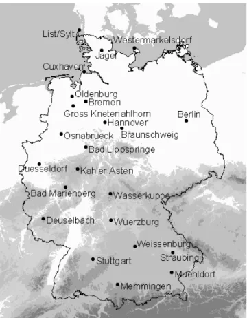 Fig. 1. Number of days with gust speeds above 20 m/s at Saarbr¨ucken. The inhomogeneity in 1989 is caused by a change of station location