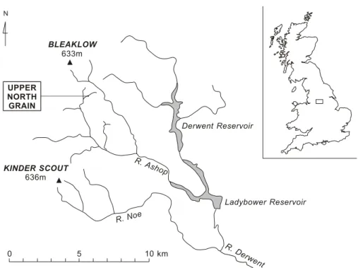 Fig. 1. Location of study site Upper North Grain (UNG) in the Southern Pennines.