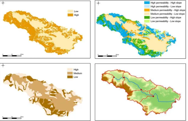 Fig. 4. Characteristic layers of geographical data for the schematisation of the surface system: