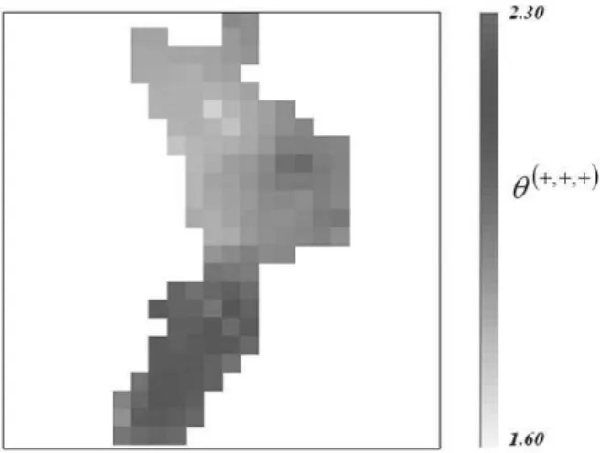 Fig. 6. Mapping of the parameter θ (+,+,+) for the Implicit scheme.