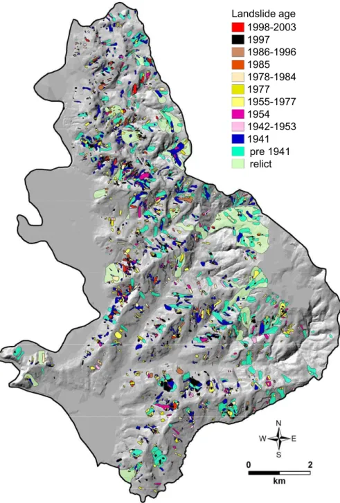 Fig. 3. Multi-temporal inventory map for the Collazzone area (Guzzetti et al., 2006a; Galli et al., 2007)
