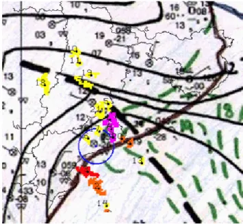 Fig. 3. Sea level pressure analysis (isobars every 2 hPa) on 10 June 2000 at 12:00 UTC for the HIRLAM(INM)-0.5 ◦ Model.