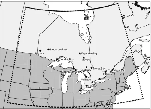 Fig. 1. Location map of study points and the regional downscaling model domain.
