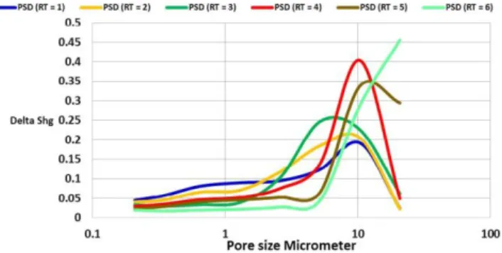 Fig. 8. Pore size distribution deduced from capillary pressure (MICP method). 