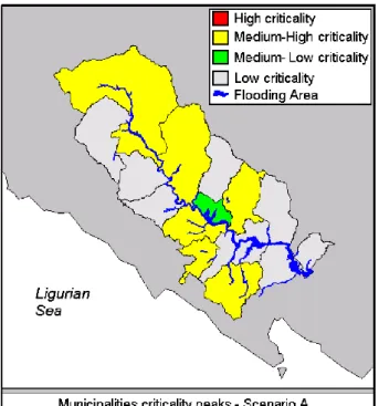 Fig. 4. Representation of the road network of the Vara basin, in which each road link is characterized on the basis of the efficiency obtained in connection to Scenario A