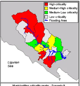 Fig. 8. Representation of the road network of the Vara basin, in which each road link is characterized on the basis of the difference between its physical integrity and the efficiency obtained in  connec-tion to Scenario B