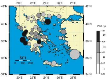 Figure 3. Seismic hazard map in terms of Peak Ground Velocity (PGV) for return period 476 years