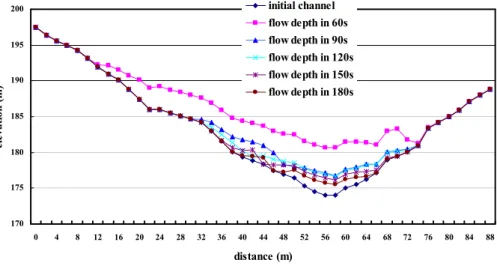 Fig. 9. Flow depth in BB-cross section.
