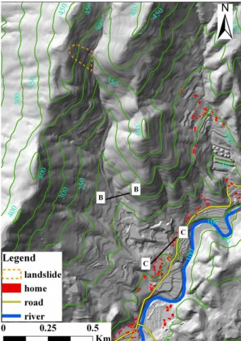 Fig. 7. 3-D view of the study area with houses and roads.