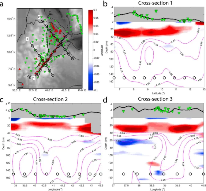 Figure 4. Cross sections. (a) Cross-section locations. (b) Cross section 1 along the rift