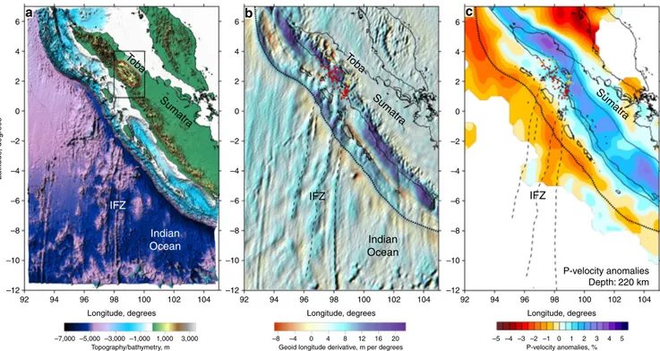 Figure 3 | Location of the Investigator Fracture Zone with respect to the Toba Caldera