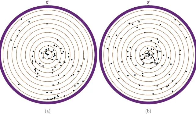 Figure 5. Same data as in Figs 3 and 4, but plotted in polar (t, 2 π s) coordinates in a disc of unit radius