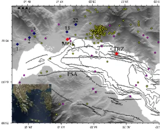 Figure 1. Map of the western part of the gulf of Corinth (black square, left bottom insert) in Greece