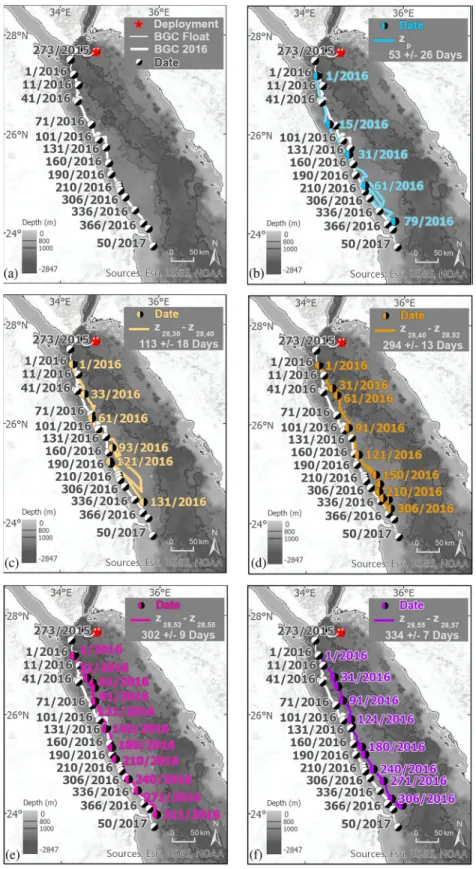 Figure 1. Trajectory of the BGC ‐ Argo ﬂ oat over the period of deployment (a). The location of the deployment is indicated by the red star