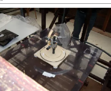 Fig. 10 Tri-axis SCM on a turn-table during tests to determine magnetic axis
