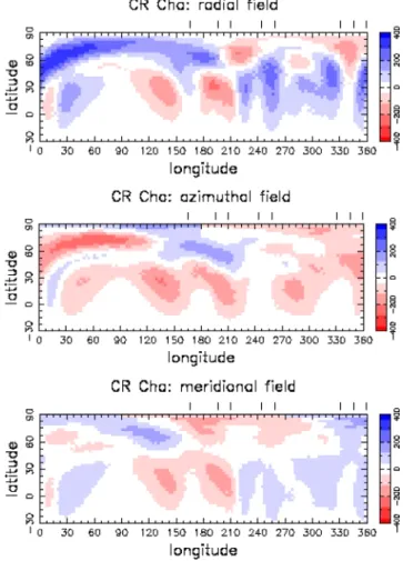Figure 7. Magnetic field maps for CR Cha: these maps fit the data to a χ 2 r = 1.0.