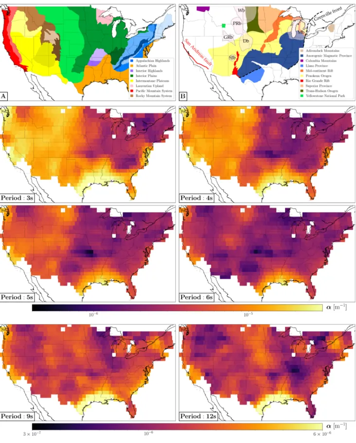 Figure 2.   (A) Physiographic regions of the conterminous United  States 22 ; within each region, the boundaries  of different provinces are highlighted by color shades