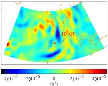 Fig. 11. Divergence of the horizontal-velocity analyzed field on 2 September 1997 at 14:00 UTC