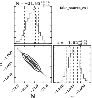 Figure 3. Triangle diagram for example 1. The diagonal represents the marginalized probability distribution