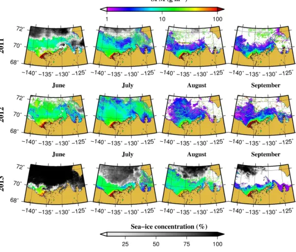 Figure 8. Same as Fig. 6 but for 2011, 2012 and 2013.