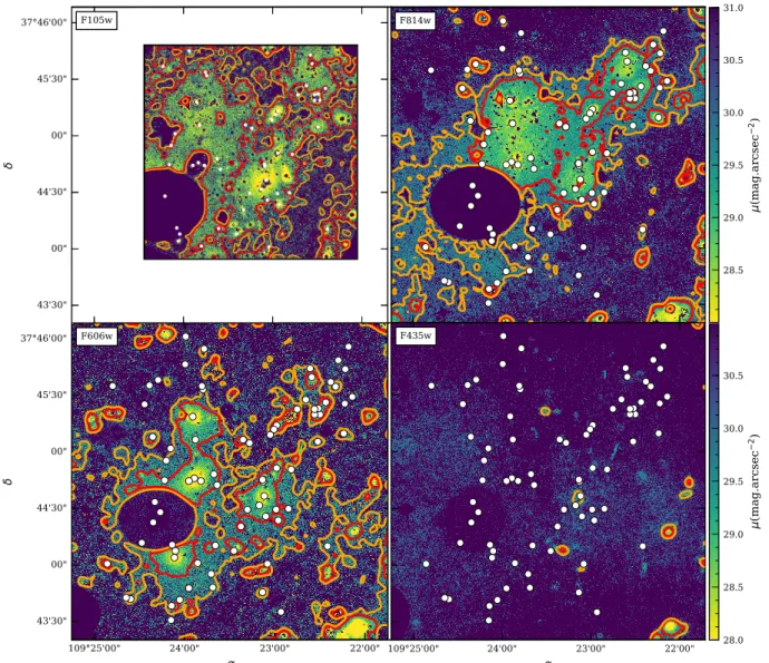 Fig. 5. Surface brightness maps of the residuals after wavelet processing by DAWIS in each band