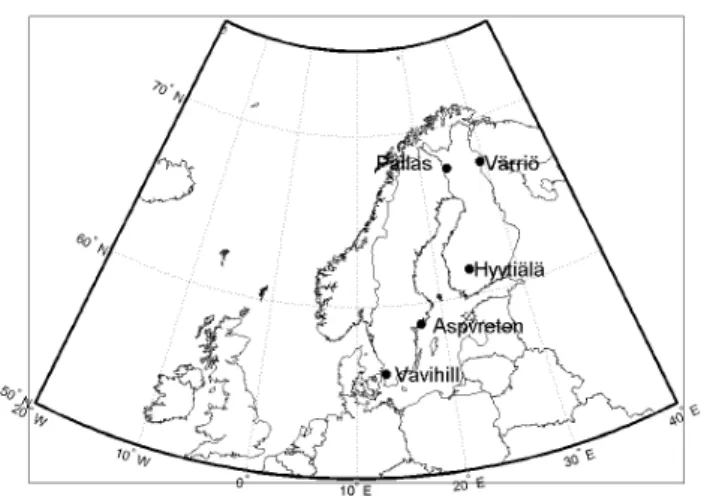 Fig. 1. Location of the stations involved in the study.