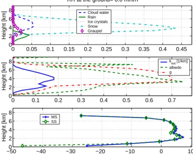 Fig. 6. Profile with evaporating drizzle close to the ground extracted from the Cold Front simu- simu-lation
