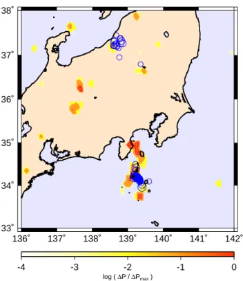 Fig. 3. World-wide application of the PI method. Colored areas are the forecast hotspots for the occurrence of M ≥ 7 earthquakes during the period 2000-2010 derived using the PI method