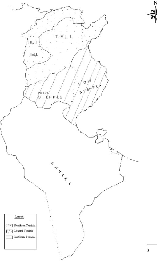 Fig. 1. Physiographic zones of Tunisia.