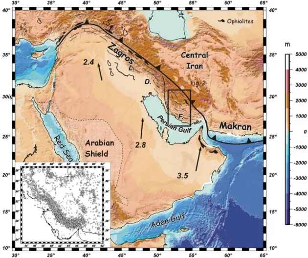 Figure 2. Geological map of the Fars based on a compilation of geological 1:250,000 and 1:100,000 scale maps from the National Iranian Oil Company [1977]