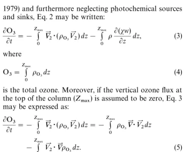 Table 2. A x and A y are the horizontal advection along x and y, D x and D y are the terms of the horizontal-velocity divergence along x and y, D O 3 / D t is the ozone time variation, S is the sum of the four terms representing horizontal advection and di