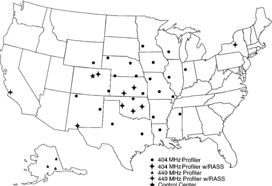 Fig. 8. The locations of the NOAA Pro®ler Network stations in 1997 (from Chadwick and Ackley, 1997)