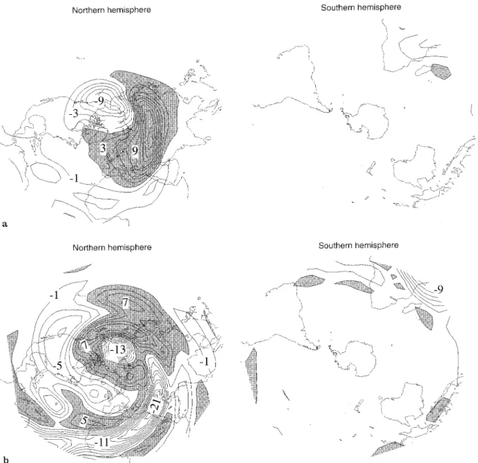Fig. 5. As Fig. 4 but showing the polar stereographic cross sections at ~30 km