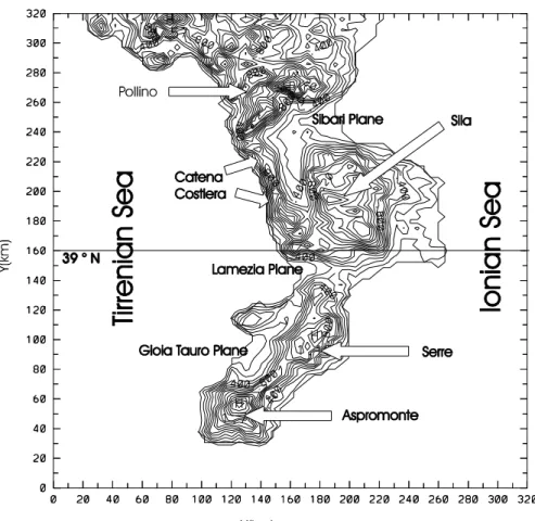 Fig. 1. Topography of Calabria