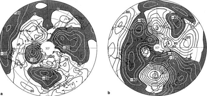 Fig. 4. Monthly mean values of March from 1979±97 for ozone (O3) (TOMS-measurements) and the geopotential (G) of the 300 hPa-level (NCEP-data)