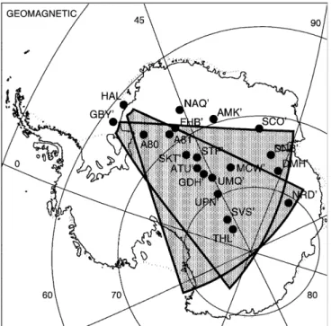 Fig. 2. a±c Upstream magnetic ®eld data from the WIND spacecraft, between 2300 UT on 16 March, 1996 and 0400 UT on 17 March, 1996, presented in X, Y, Z GSM co-ordinates