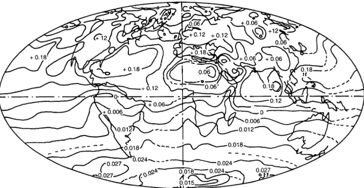 Fig. 1. Radiation balance of the Earth-atmosphere system for July over the entire path (after Raschke et al., 1967)